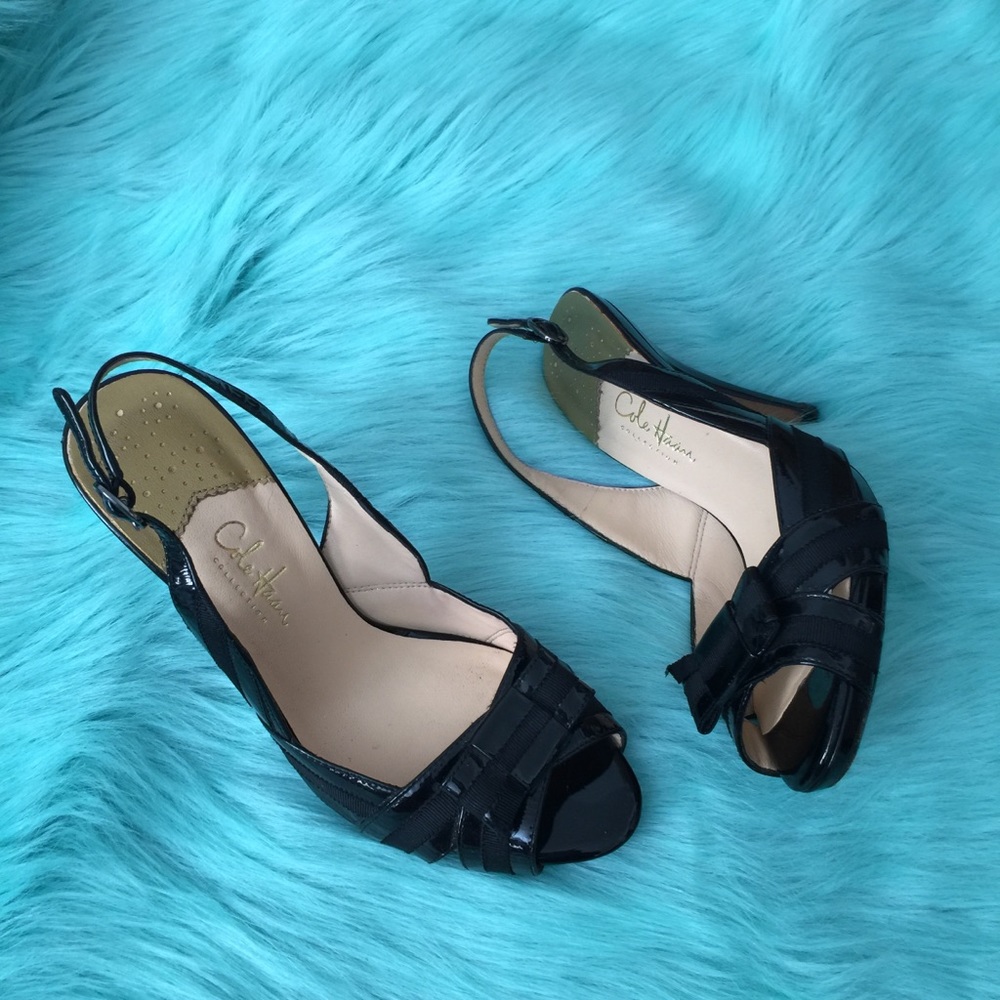 Cole Haan collection parent bow leather sling heel